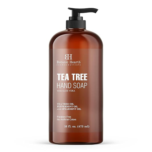 Botanic Hearth Tea Tree Liquid Hand Soap | Sulfate Free Formula | Multi Purpose Hand Wash With Aloe Vera And Premium Grade Tea Tree Oil, Pump Dispenser | 16 Fl Oz