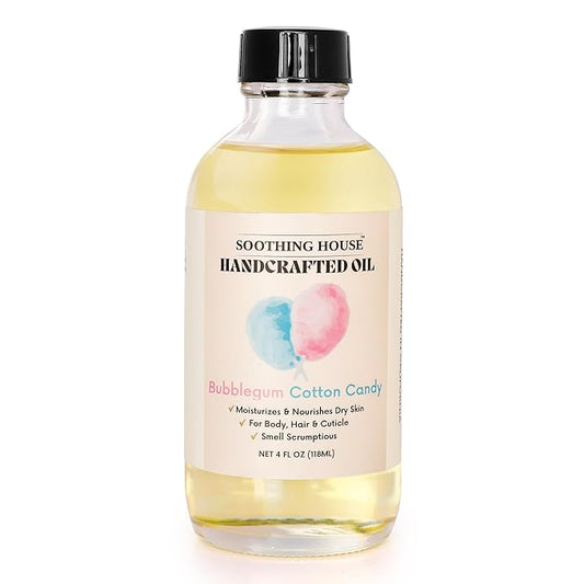 Bubblegum Cotton Candy: Moisturizing Body Oil for Soft, Glowing Skin with Almond & Jojoba Oil (4 fl oz)