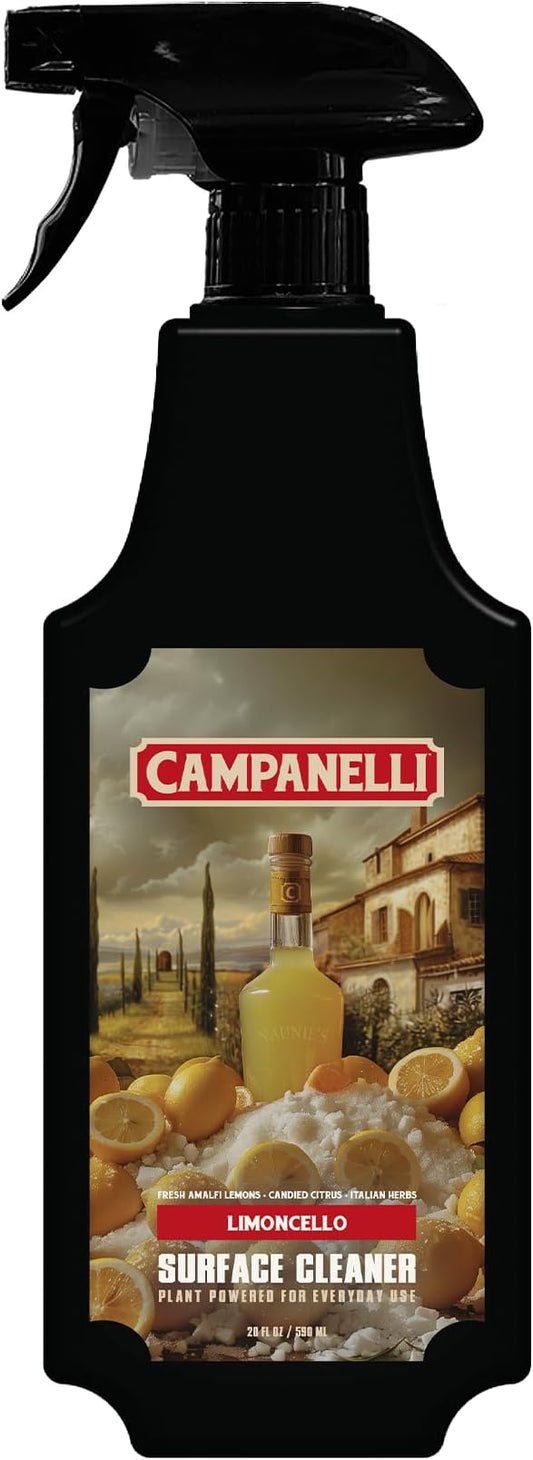 CAMPANELLI Luxury Fragrance Surface Cleaner, Plant-Powered Formula Designed for a Premium Cleaning Experience – Ideal for Kitchen, Bathroom & Home – Non-Toxic, Eco-Friendly, 20 oz - Limoncello Scent
