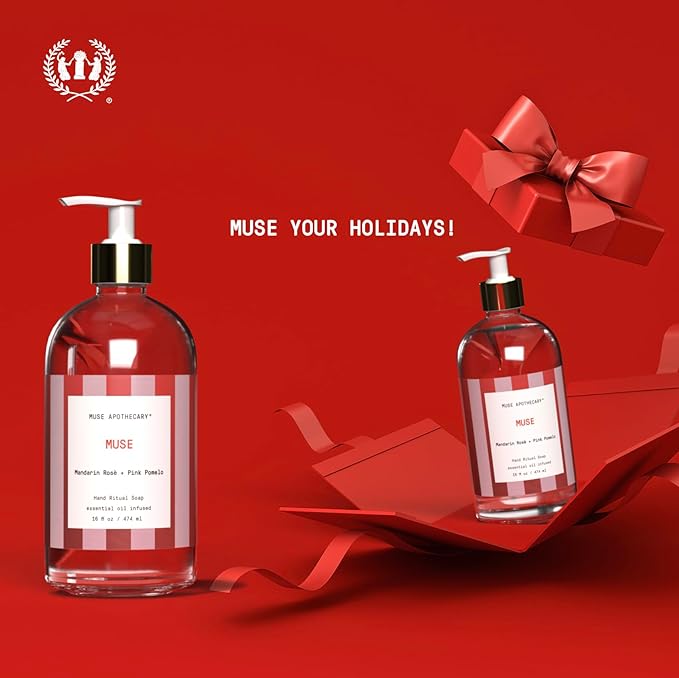 Muse Apothecary Hand Ritual - Aromatic and Nourishing Hand Soap, Infused with Natural Aromatherapy Essential Oils - Great Valentine's Day Gift - 16 oz, Mandarin Rosè + Pink Pomelo, 3 Pack