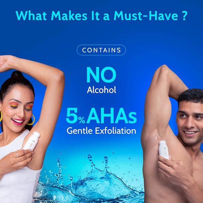 Chemist at Play UnderArm Roll-On with 5% AHA| Lactic & Mandelic Acid|Prevents Odour, Brightens Skin & Exfoliates Underarm | For Sensitive Skin | Fragrance-Free | Alcohol & Aluminium Free | 1.35 fl oz