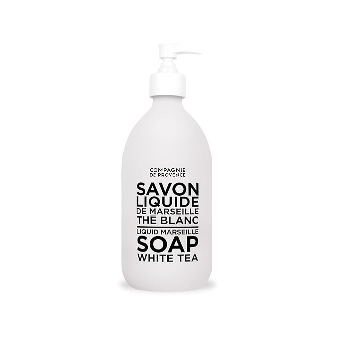 Compagnie de Provence Savon de Marseille Extra Pure Liquid Soap - White Tea - 16.7 Fl Oz Glass Pump Bottle