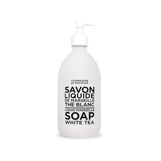 Compagnie de Provence Savon de Marseille Extra Pure Liquid Soap - White Tea - 16.7 Fl Oz Glass Pump Bottle