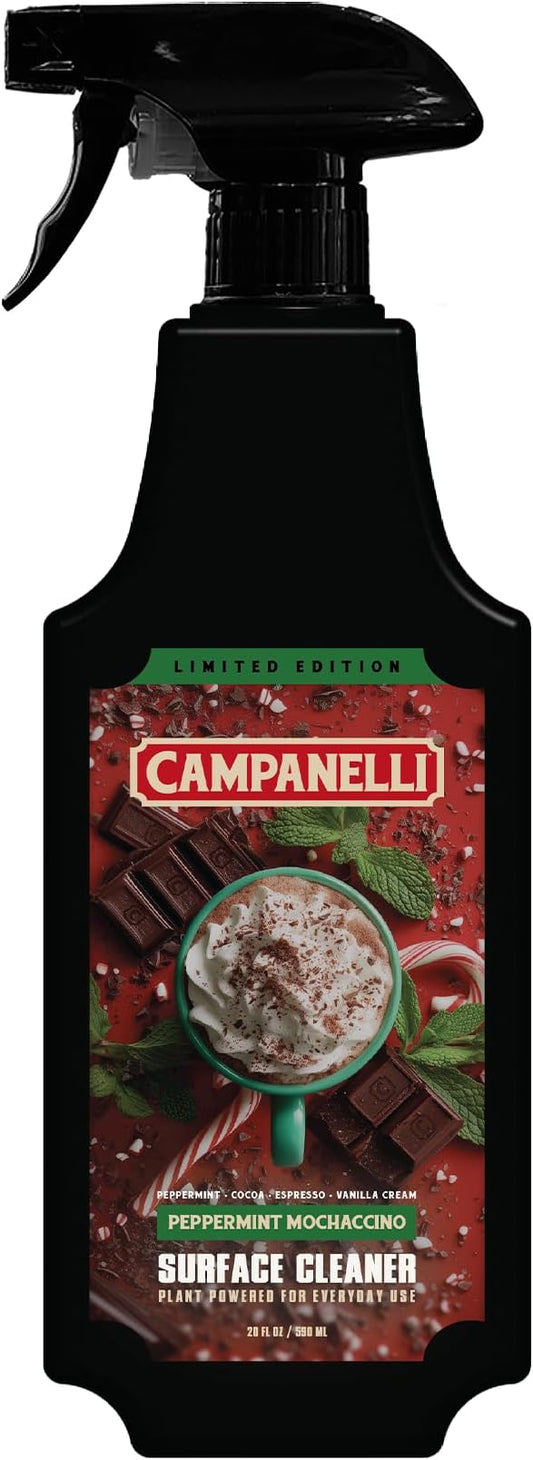 CAMPANELLI Plant-Powered Surface Cleaner – Luxury Fragrance-First Formula for Kitchen, Bathroom & Home – Non-Toxic, Eco-Friendly, 20 oz - Peppermint Mochaccino Scent (Limited Edition)
