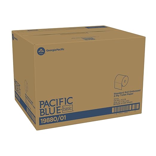 Pacific Blue Basic Standard Roll Embossed 2-Ply Toilet Paper by GP PRO (Georgia-Pacific), 80 Rolls per Case