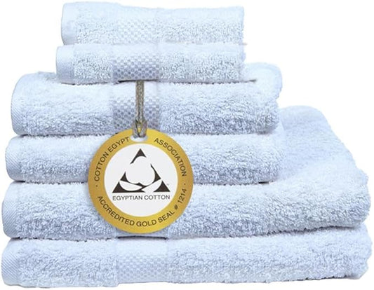 100% Egyptian Cotton Bath Towels Set of 6 Large & 600 GSM, Genuine Pure, Ultra Soft, Highly Absorbent, Quick Dry, Bathroom Essentials, Decor, Baby Towel! Bath Hand Face. (White)