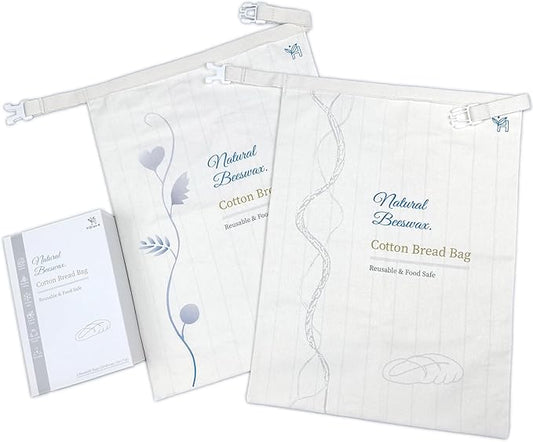 Reusable Beeswax Bread Bags for Sourdough and Homemade Bread, 2-Pack Extra Large Cotton Sourdough Bread Storage Bags