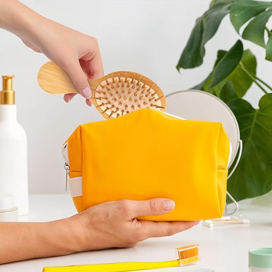 Wooden Hair Brush, 2 Pcs Mini Natural Bamboo Hair Brush Portable Travel Detangling Scalp Massager Brushes for Women Men Thick Thin Curly Straight Wet Dry Hairs