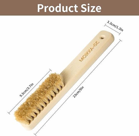 Wood Laundry Stain Brush with Boar Bristle, Tough Stain Remover for Delicate Fabric, Cotton, Linens, and Shoes, Laundry Scrub Brush for Fresh and Clean Fabric
