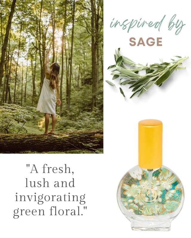 Sage Organic Mini Perfume Spray by Sage, Vegan & Cruelty-Free, Fresh Scent, Cucumber, White Sage, Sweet Pea - Made in USA, 1/2 oz Travel Size Perfume