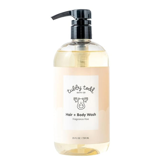 TUBBY TODD Hair + Body Wash - Baby Shampoo and Body Wash - Gentle, Natural Baby Was for Newborns, Babies, and Toddlers - Non-Toxic and Hypoallergenic - Fragrance-Free, 25oz