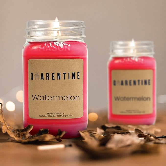 Organic Soy Wax Watermelon Scented Vegan Candle | Watermelon Aroma | 100% Pure Soy & Essential Oils | Long-Lasting Scent | Hand-Poured in The USA | Perfect for Aroma Therapy(16oz)
