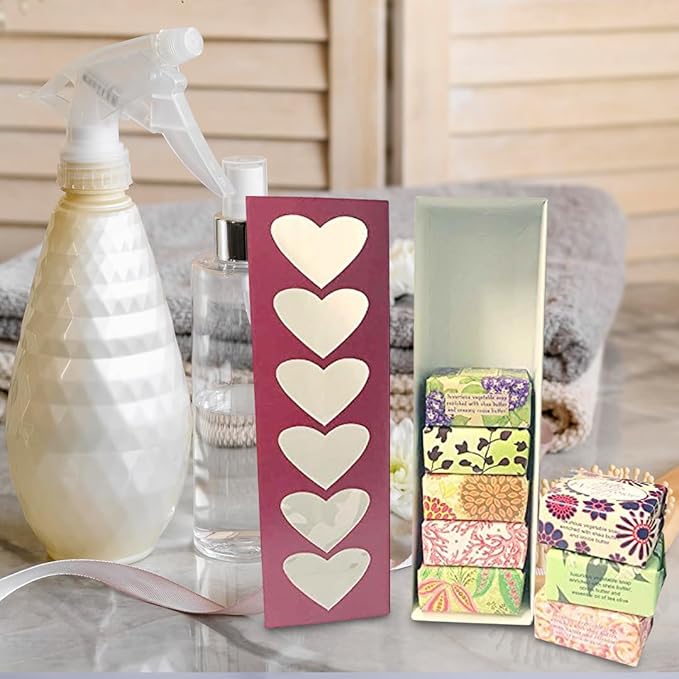 Jolitee French Milled Botanical Soap Sampler Set of 9 - Individually Wrapped Vegetable-Based Mini Soaps with Essential Oils, Shea Butter, and Natural Extracts (Valentine's Day)