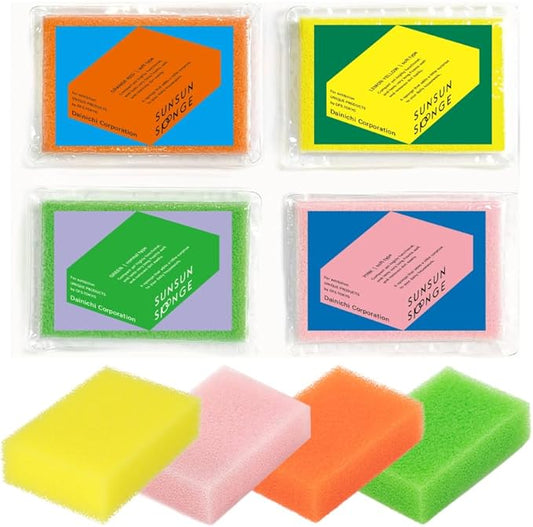[SunSun Sponge] Kitchen Sponge 4-Pack, Multi-Purpose for Dishwash, Bath, and Stovetop, Excellent Drainage & Rich Lather, Durable & Long-Lasting