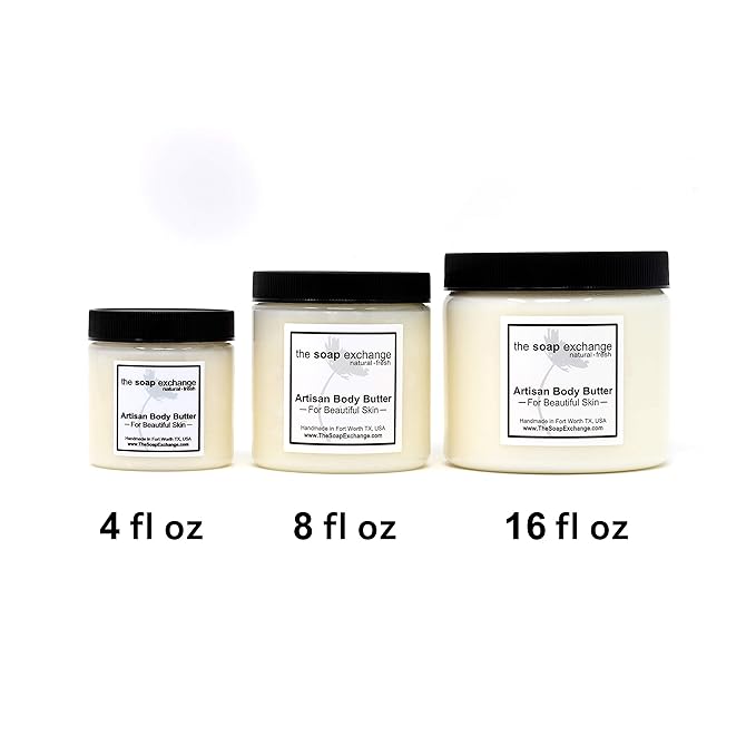 The Soap Exchange Body Butter - Beach Bum Scent - Hand Crafted 4 fl oz / 120 ml Natural Artisan Skin Care, Shea Butter, Aloe Vera, Nourish, Moisturize, & Protect. Made in the USA.