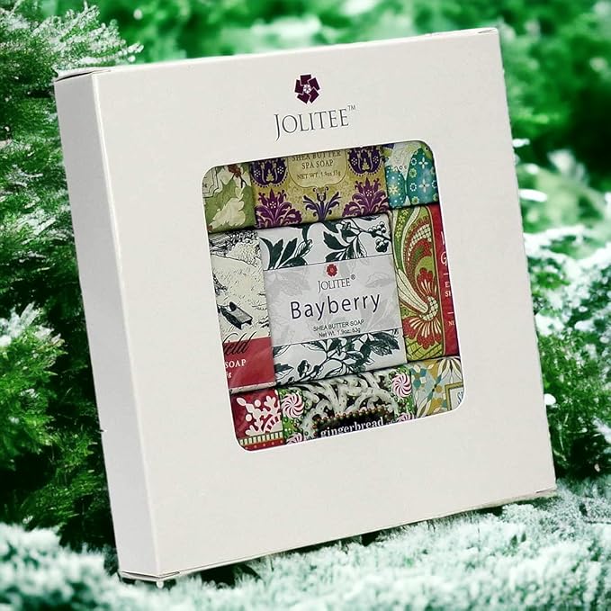 Jolitee French Milled Botanical Soap Sampler Set of 9 - Individually Wrapped Vegetable-Based Mini Soaps with Essential Oils, Shea Butter, and Natural Extracts (Seasons Scents)