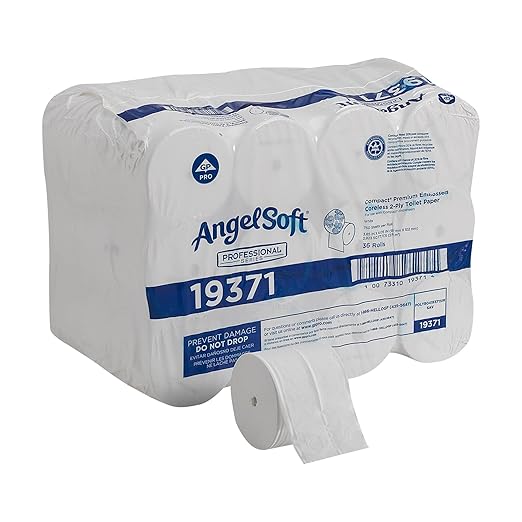 Georgia-Pacific Angel Soft Professional Series Compact Premium Embossed Coreless 2-Ply High-Capacity Toilet Paper by GP PRO,White,19371,750 Sheets Per Roll,36 Rolls Per Case