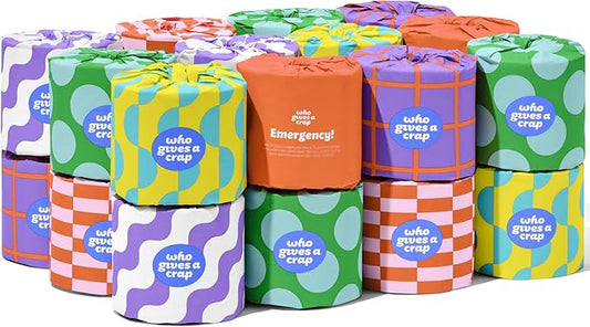 Who Gives A Crap | 100% Recycled Toilet Paper, 24 Rolls, 330 Sheets, Biodegradable & Ecofriendly, Soft & Strong, Virgin Tree Free, Bulk Toilet Paper