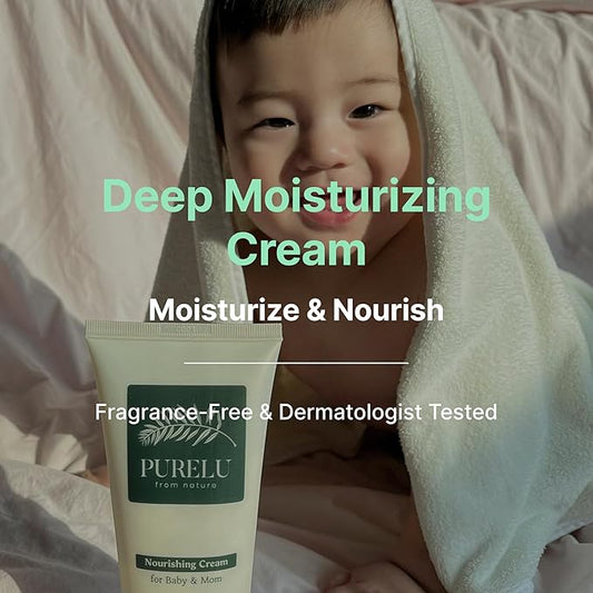 PURELU Baby Deep Moisturizing Cream with Shea Butter & Ceramides For Sensitive Skin, Baby Skin Care, Hypoallergenic Fragrance Free Vegan (5.07 Fl Oz / 150ml)