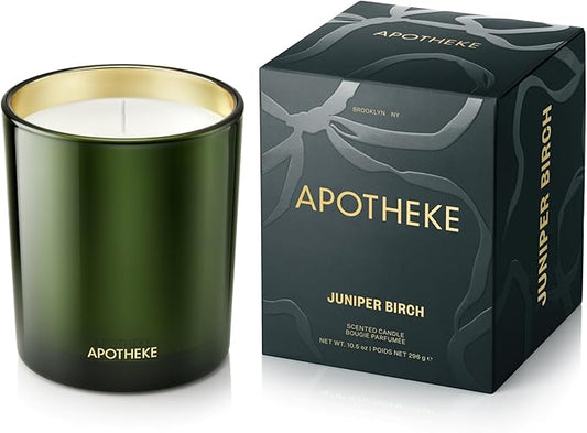 Apotheke Signature Candle Scented Candles for Home, Juniper Birch - 10.5 oz Seasonal Soy Wax Jar Candle - Long-Lasting Fall Scented Fragrance with Perfume-Grade Essential Oils