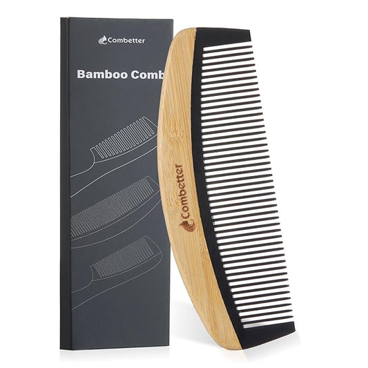 Bamboo Comb for Detangling, Anti Static Fine Tooth Comb for Thick, Thin, Fine, Short, Long Hair, Durable Bakelite Infused Hair Comb for Women,Men