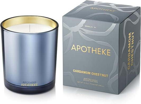 Apotheke Signature Candle Scented Candles for Home, Cardamom Chestnut - 10.5 oz Seasonal Soy Wax Jar Candle - Long-Lasting Fall Scented Fragrance with Perfume-Grade Essential Oils
