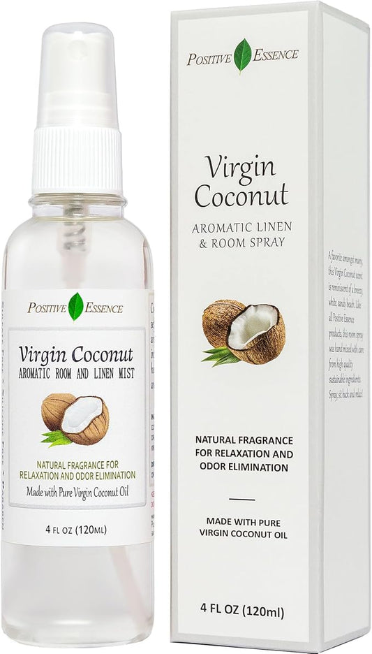 Virgin Coconut Linen and Room Spray, Natural Aromatic Mist Made with Pure Virgin Coconut Oil, Relax Your Body & Mind, Perfect as a Bathroom Air Freshener Odor Eliminator