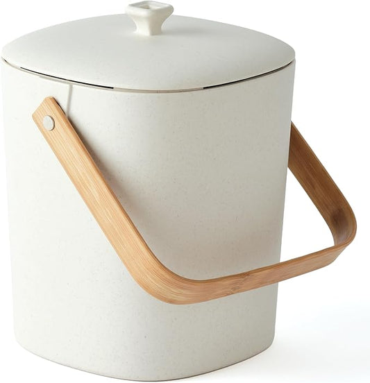 Bamboozle Countertop Compost Bin Kitchen | 1 Gallon | Odorless Composting Bin with Filters | Indoor Compost Bin with Lid | Plant Based Kitchen Composter for Food Scraps & Waste Recycling