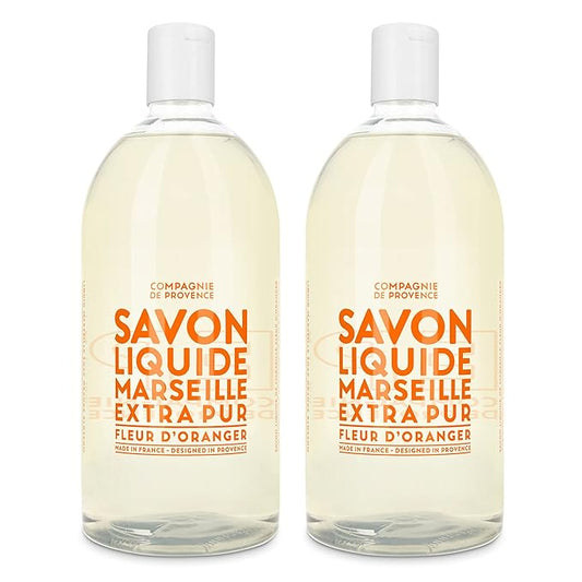 Compagnie de Provence Savon de Marseille Extra Pure Liquid Soap - Orange Blossom - Bulk 67.6 Fl Oz Plastic Bottle Refill