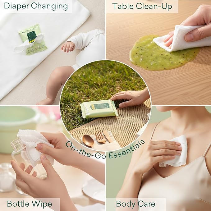 PurComfy Baby Wipes Unscented, 42 Travel Pack 99.9% Water Wipes with Plant Based, Hypoallergenic for Sensitive Newborn Skin, Total 336 Count Wet Wipes