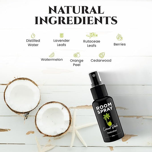 605Products Room & Air Freshener Spray - Long Lasting Odor Eliminator with Essential Oils, Home Fragrance Supplies - Coconut Beach (3-Pack)