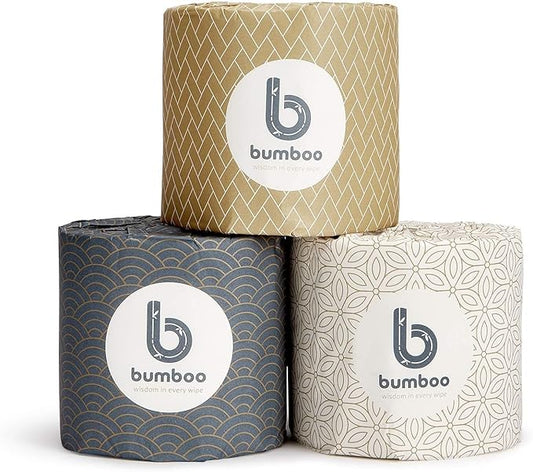 Bumboo Bamboo Toilet Roll 48 Pack | Wrapped Toilet Paper 3 ply, 300 Sheets | Eco Friendly Toilet Paper Bulk | Plastic-Free, Soft, Strong, Sustainable & Biodegradable Loo Roll