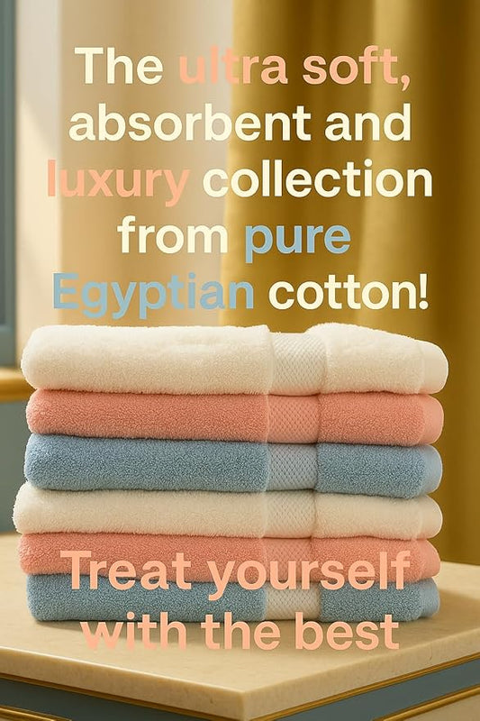 100% Egyptian Cotton Bath Towels Set of 6 Large & 600 GSM, Genuine Pure, Ultra Soft, Highly Absorbent, Quick Dry, Bathroom Essentials, Decor, Baby Towel! Bath Hand Face. (Pink)
