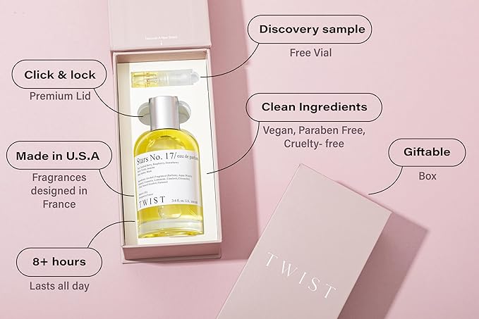 Twist - Stars No. 17 - Eau De Parfum Inspired by Burb. Her, Long-Lasting Perfume For Women, Strawberry & Vanilla, Vegan, Clean Ingredients, Fragrance - Spray 100 ml | 3.4 fl. oz.