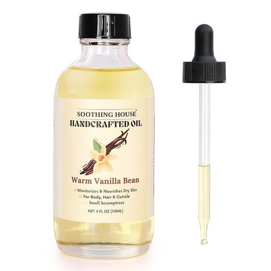 Warm Vanilla Bean Body Oil - Moisturizing Body Oil for Soft, Glowing Skin with Almond & Jojoba Oil (4 fl oz)