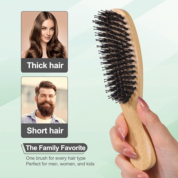 PERFEHAIR Boar Bristle Hair Brush for Women & Men – Small Bamboo Handle Hairbrush with Natural Boar & Nylon Bristles for Fine, Thin,Thick Hair, Smoothing & Detangling Brush for Shine & Frizz Control