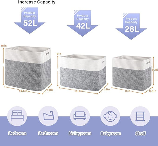 OIAHOMY Storage baskets for Shelf, Toy Storage Basket, Collapsible Storage Bins, Blanket Basket Living Room, Closet Storage for Bedroom, 16.5 x 13 x 12 Inches-Pack of 2-Brown