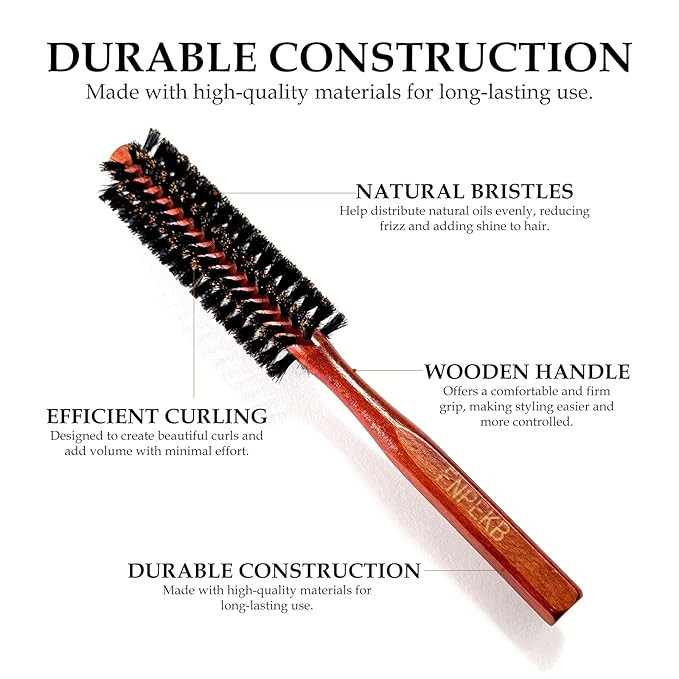 Wooden Hair Brush for Men and Women, Boar Bristle Hair Brush, Curly Paddle Hair Brushes for Thick Thin Fine Hair Wet and Dry Detangling Brush with Black Boar Bristles