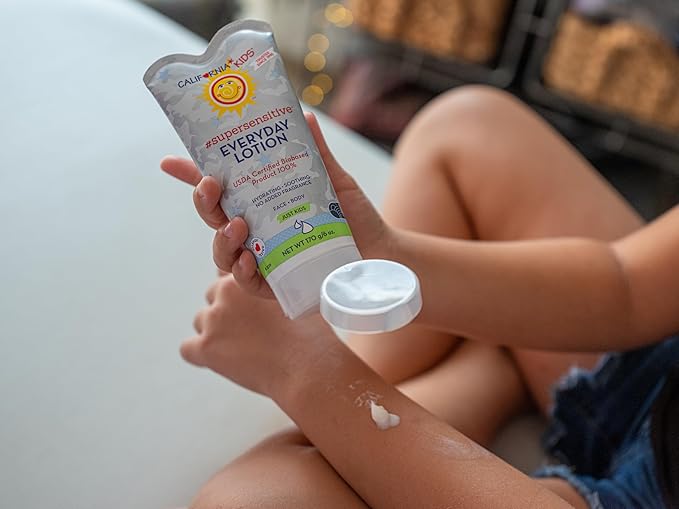 California Kids Lotion | Super Sensitive | 100% Plant-Based Moisturizer | Fragrance Free Lotion for Kids | Hypoallergenic | Aloe + Calendula | 6 oz.