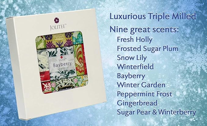 Jolitee French Milled Botanical Soap Sampler Set of 9 - Individually Wrapped Vegetable-Based Mini Soaps with Essential Oils, Shea Butter, and Natural Extracts (Seasons Scents)