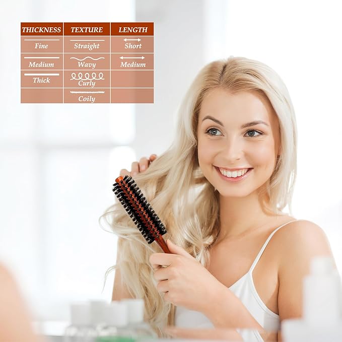 Wooden Hair Brush for Men and Women, Boar Bristle Hair Brush, Curly Paddle Hair Brushes for Thick Thin Fine Hair Wet and Dry Detangling Brush with Black Boar Bristles