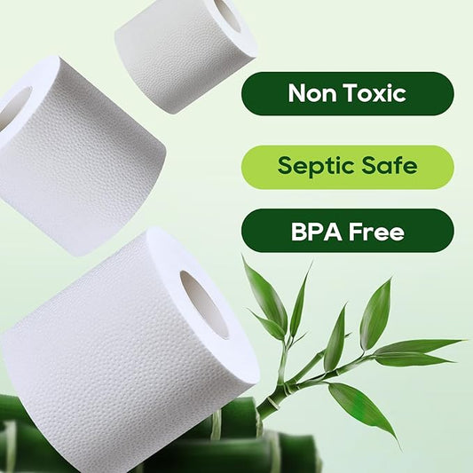 ECOLipak Bamboo Toilet Paper, Septic Safe Toilet Tissue, 16 Double Rolls, 320 Sheets Per Roll, Tree Free, Non Toxic, 2 Ply, Soft and Absorbent, Eco Friendly Dye-Free Paper