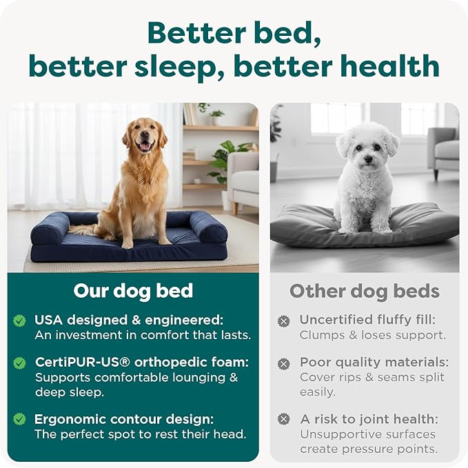 FurHaven Classic Sofa Orthopedic Dog Bed for Large Dogs, with Orthopedic Egg Crate Memory Foam for Joint Support, Removable Washable Cover, Jumbo/XL, Quilted Sofa, Coffee