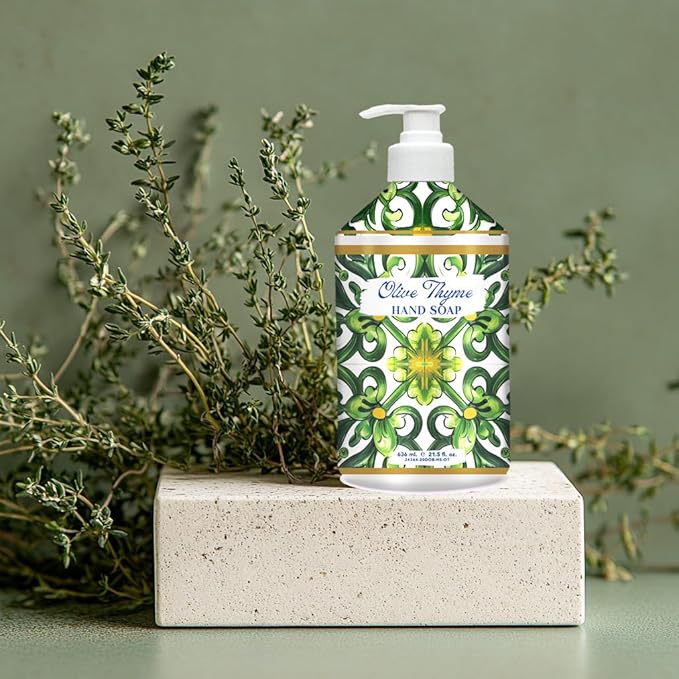 Home & Body Company Dolce Breeza Hand Soap 8 pack, 4 Scents - Cherry Blossom, Olive Thyme, French Lavender, Meyer Lemon, Pump Bottles, 21.5oz bottles