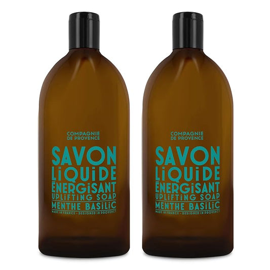 Compagnie de Provence Savon de Marseille Extra Pure Liquid Soap - Mint Basil - Bulk 67.6 Fl Oz Plastic Bottle Refill