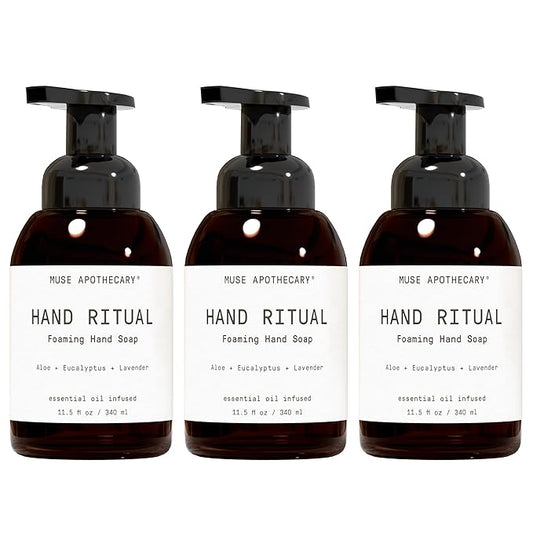 Muse Apothecary Hand Ritual - Aromatic and Nourishing Foaming Hand Soap, Infused with Natural Aromatherapy Essential Oils - USDA Certified Biobased - 11.5 oz, Aloe + Eucalyptus + Lavender, 3 Pack