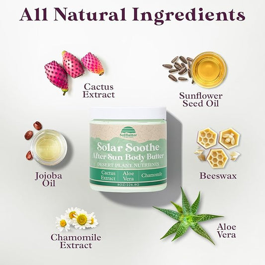 PURPLE CANYON Solar Soothe Whipped Body Butter 8oz | Cactus Blossom Body Lotion Infused with Healing Cactus and Aloe Vera | Natural Body Cream for Sensitive Skin