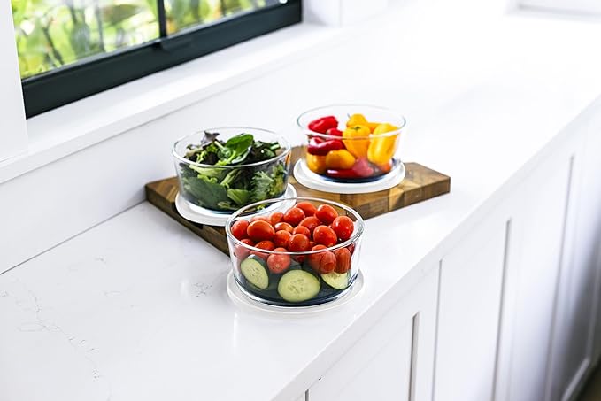 DURA LIVING 12-Piece Glass Food Storage Containers Set (6 Containers + 6 BPA-Free Lids) | 4-Cup, Leakproof | Microwave, Freezer, Oven & Dishwasher Safe | Ideal for Meal Prep & Pantry Organization