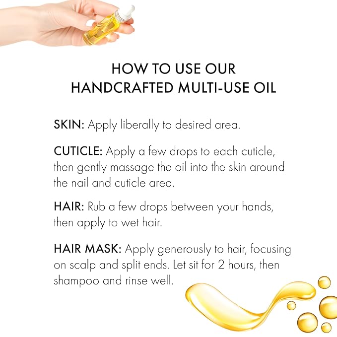 Jasmine Body, Hair & Nail Oil: Nourishing & Fast-Absorbing, Lightweight Glow, with Vitamin E, Jojoba & Sweet Almond, All-Natural, 4 Fl Oz