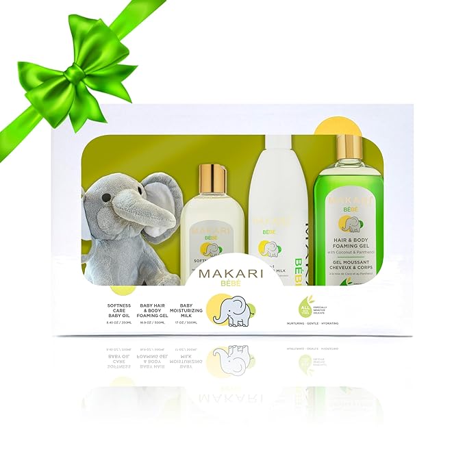 MAKARI Baby Skin Care Set | 2-In-1 Cleansing Milk, Hair & Body Foaming Gel & Calming Oil | Gentle Baby Essentials for Newborn and Up, Hypoallergenic, No Paraben Skincare for Delicate, Sensitive Skin